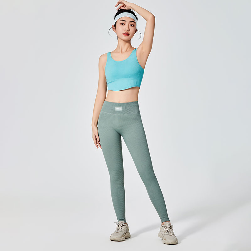 Leggings deportivos de teñido liso verde para mujer