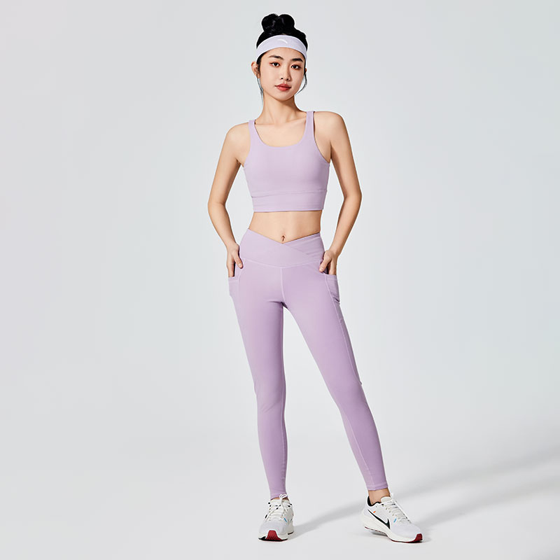 Leggings deportivos de teñido liso lila para mujer